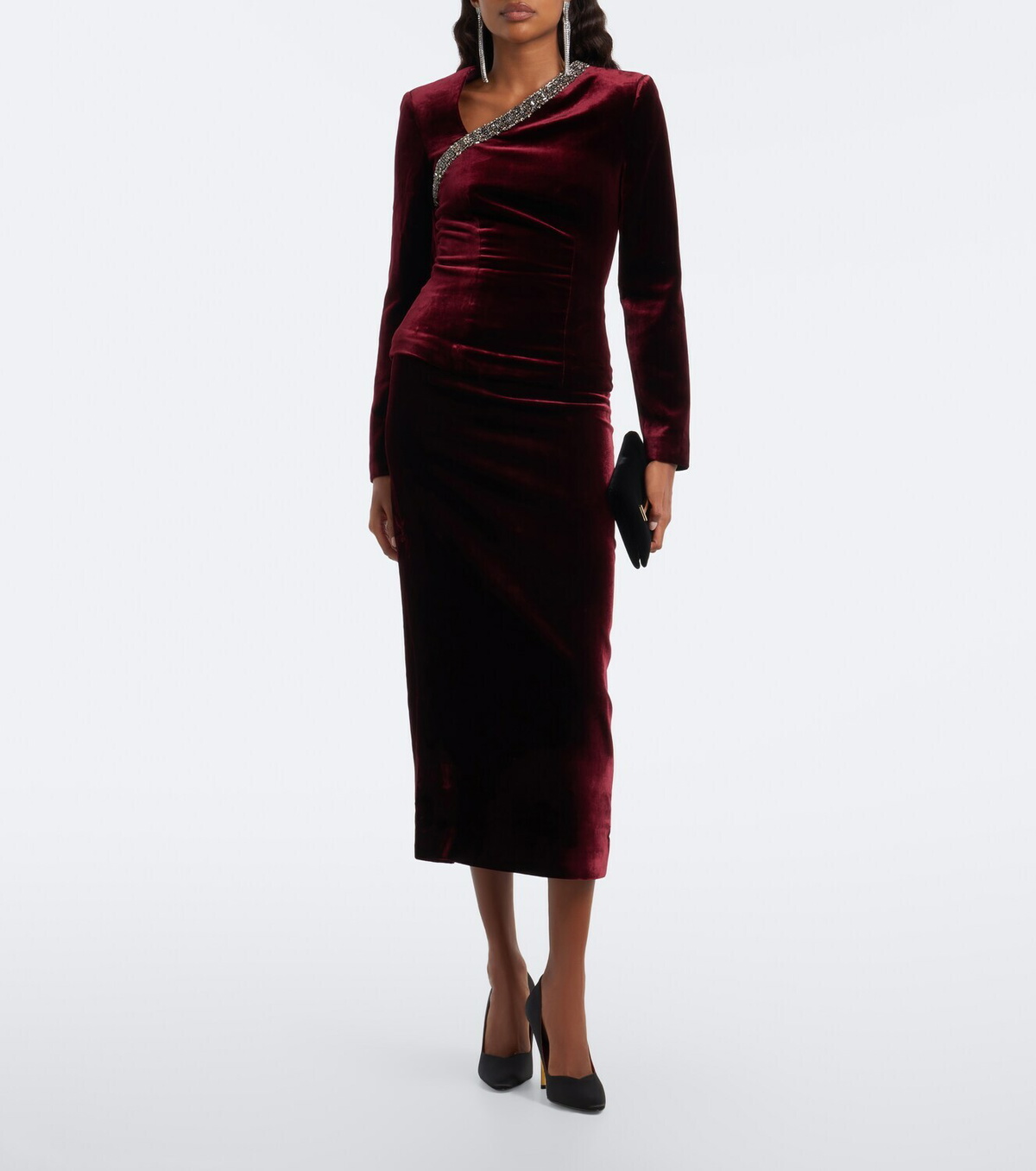 Roland Mouret Embellished velvet top