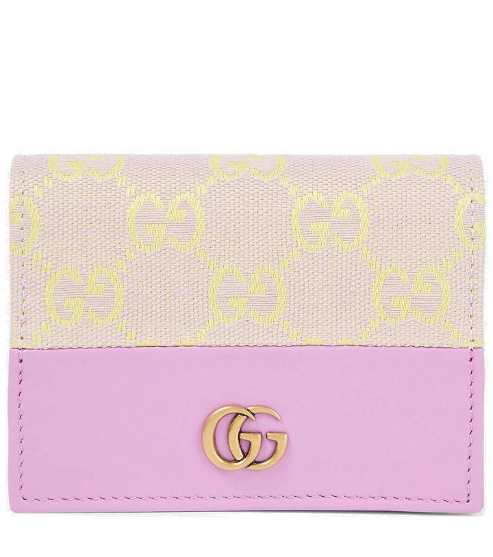 Photo: Gucci GG leather-trimmed canvas card holder