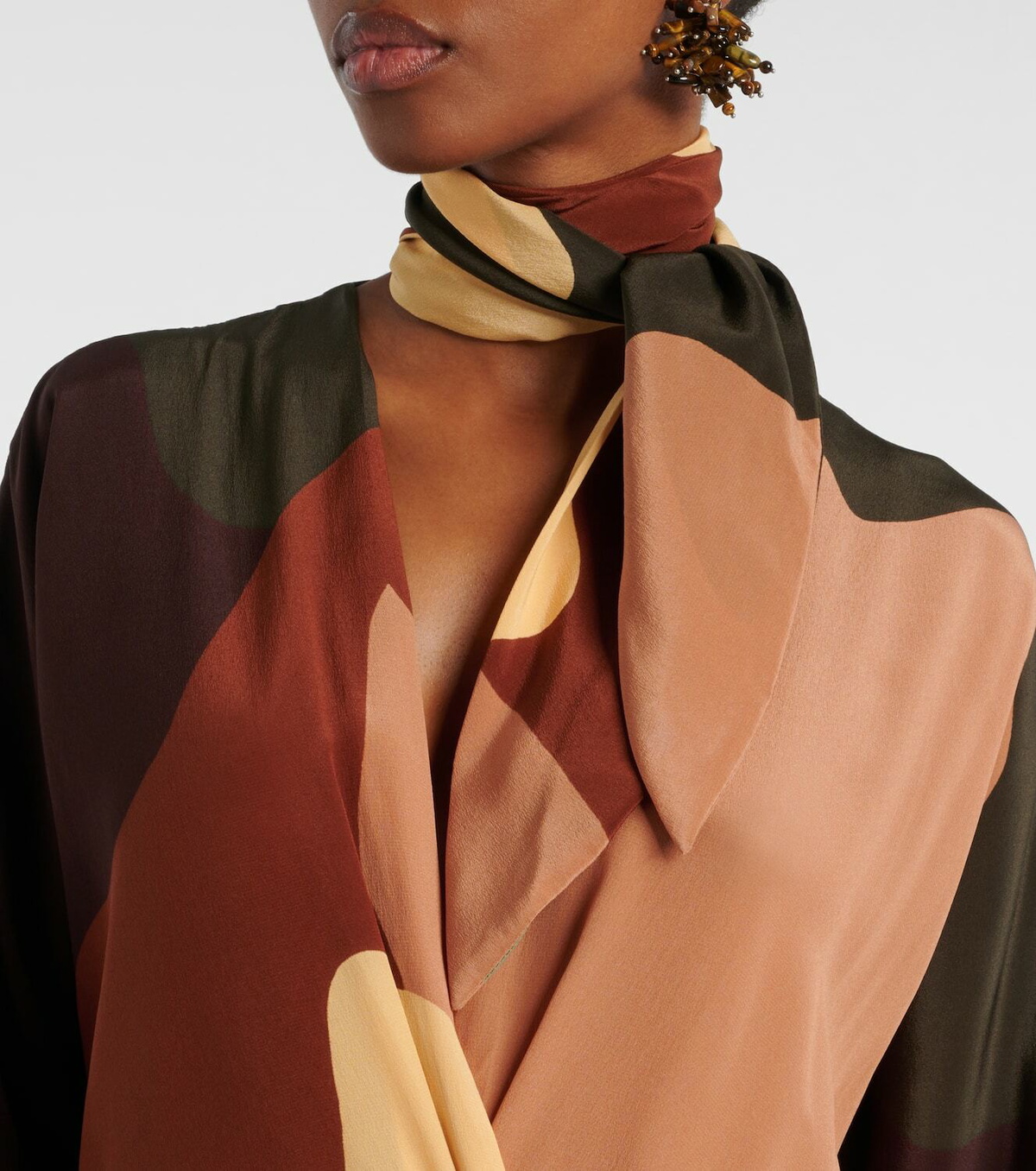 Johanna Ortiz Printed scarf-detail silk maxi dress