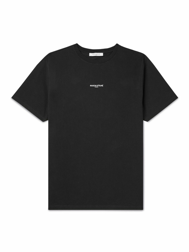 Photo: Maison Kitsuné - Logo-Embroidered Cotton-Jersey T-Shirt - Black