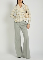 Vivienne Westwood Stormy Checked Distressed Cotton-blend Jacket Ecru