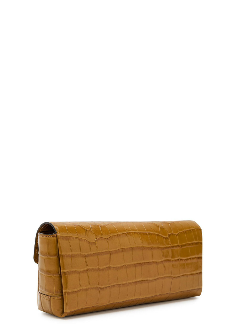 Toteme Crocodile-embossed Leather Clutch - Tan - One Size