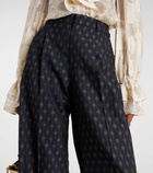 Etro High-rise wool and cotton wide-leg pants