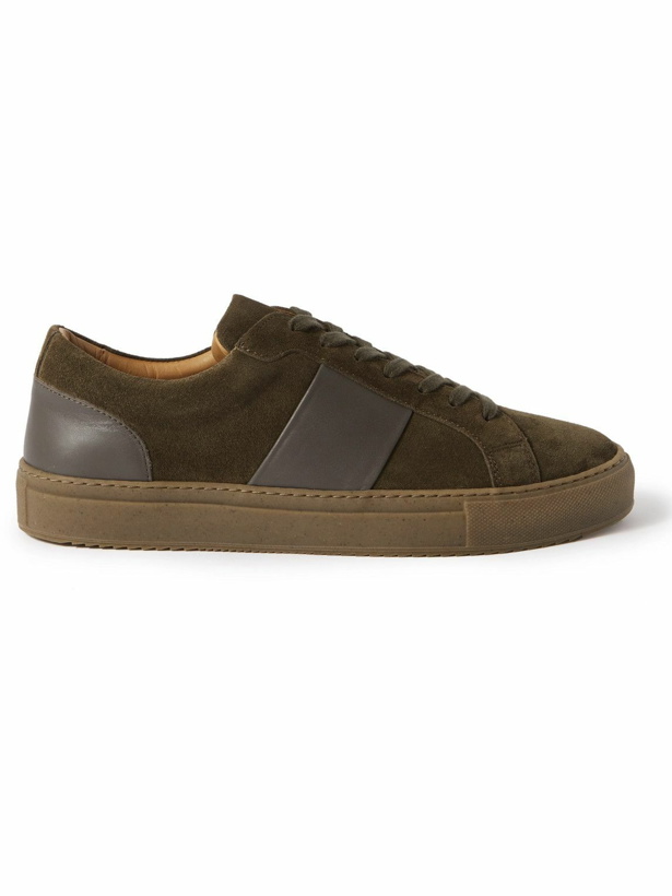 Photo: Mr P. - Larry Leather-Trimmed Regenerated Suede by evolo® Sneakers - Brown
