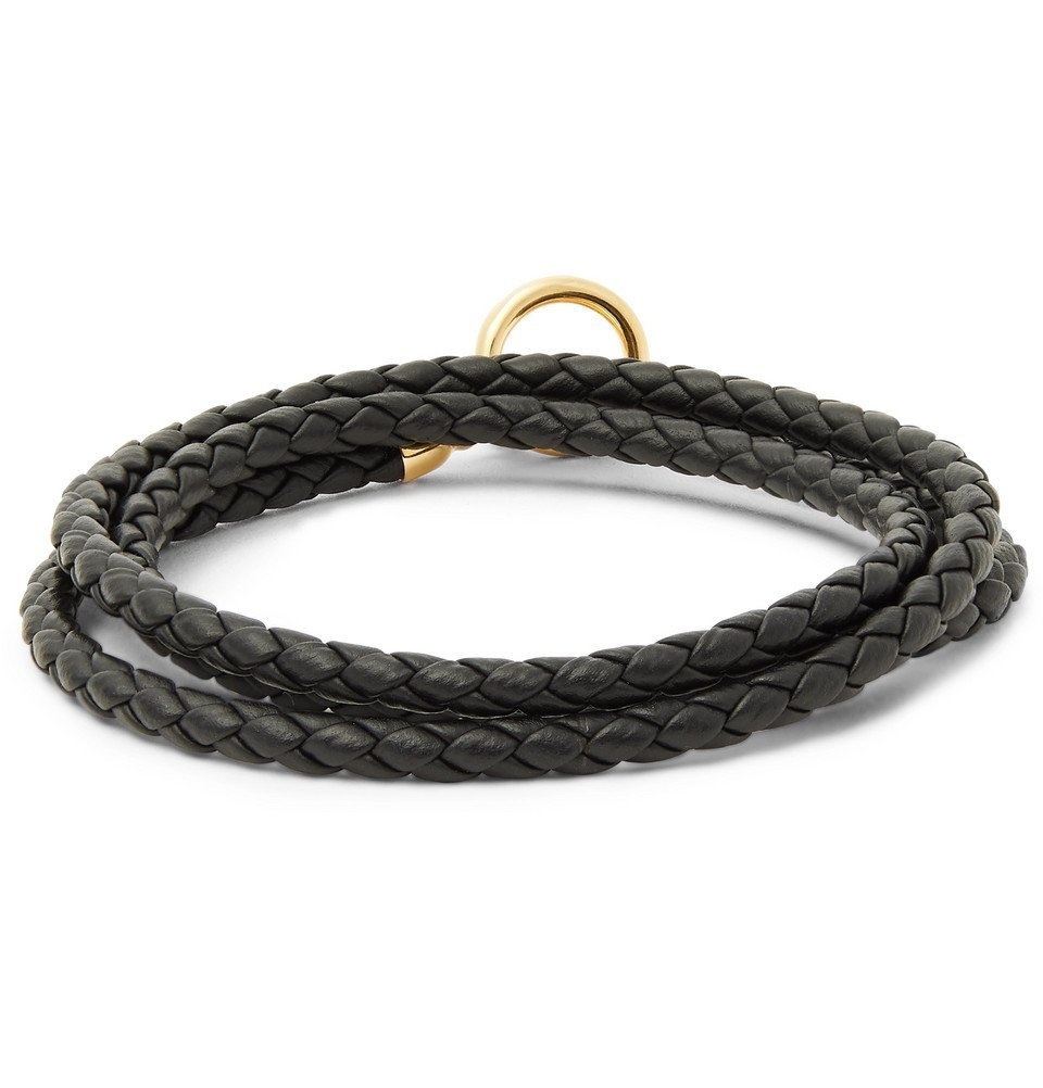 Shaun Leane - Quill Woven Leather and Gold-Plated Wrap Bracelet - Black ...