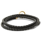Shaun Leane - Quill Woven Leather and Gold-Plated Wrap Bracelet - Black