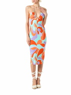 MC2 Saint Barth Longuette Cutout Wave Printed Dress Farah
