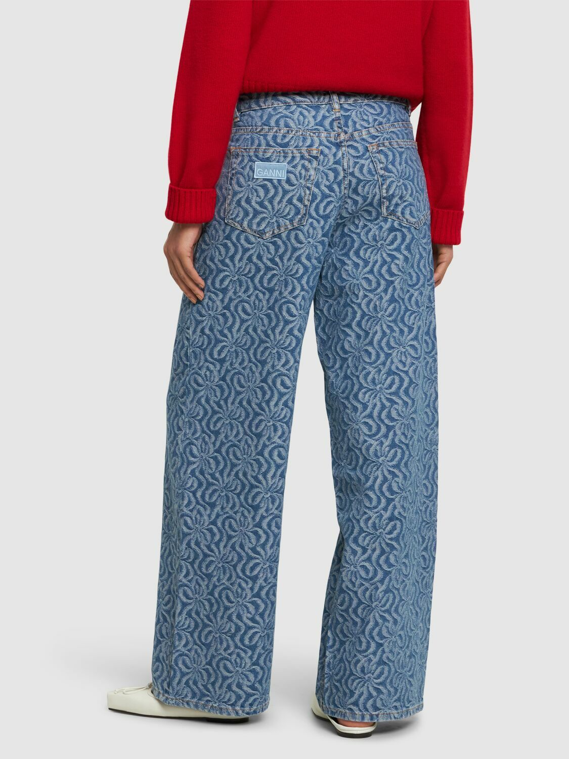 GANNI　Jacquard Denim Wide Pants GANNI - Jacquard Cotton Denim Wide Pants GANNI
