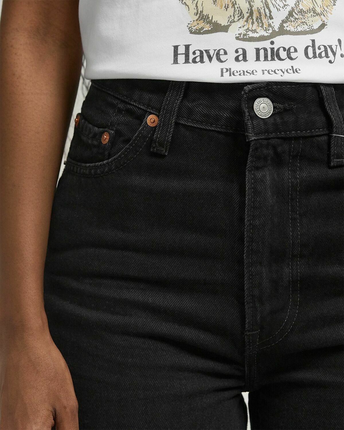 Levis RIBCAGE WIDE LEG H223 Black Womens Jeans