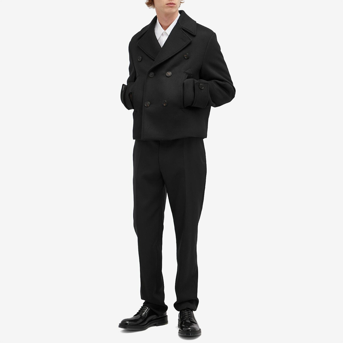 Alexander McQueen Men's Wool Felt Double Breasted Jacket in Black