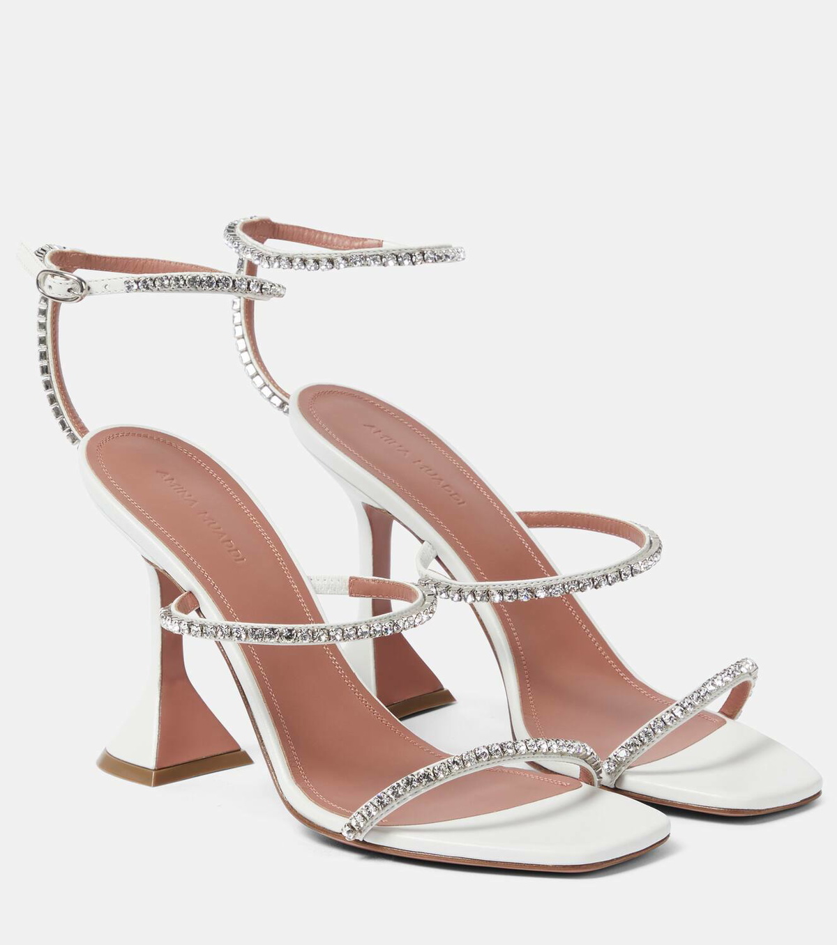 Amina Muaddi Gilda embellished leather sandals Amina Muaddi