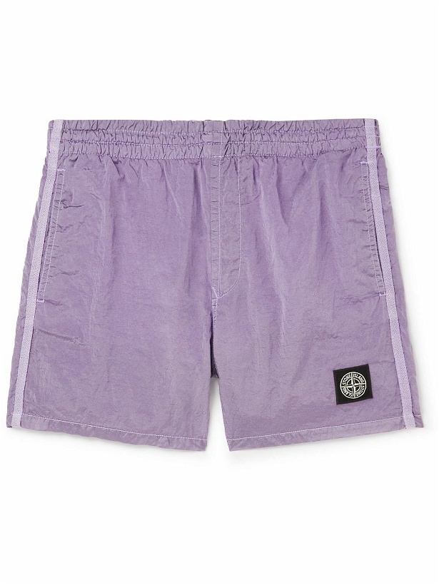 Photo: Stone Island Junior - Logo-Appliquéd Swim Shorts - Purple