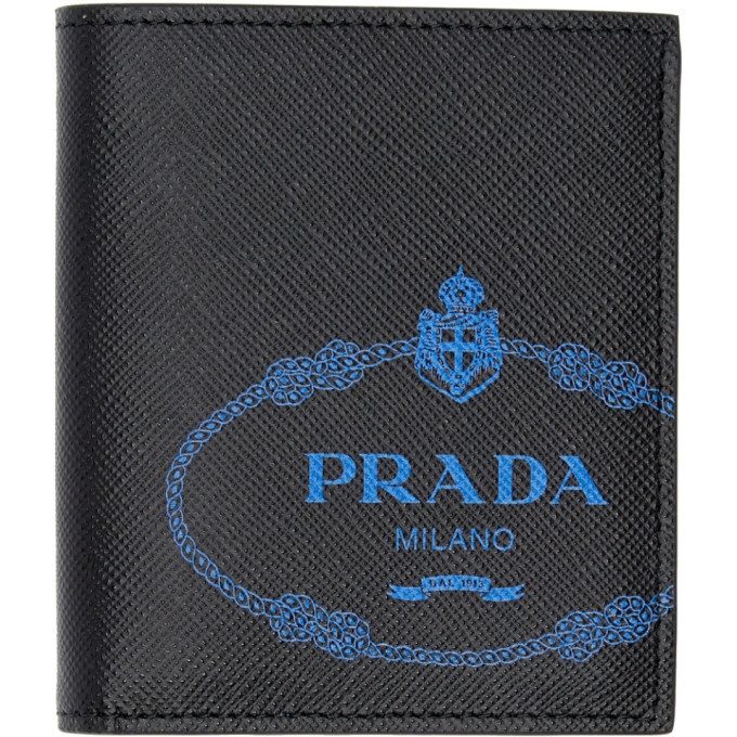 Photo: Prada Black and Blue Saffiano Wallet