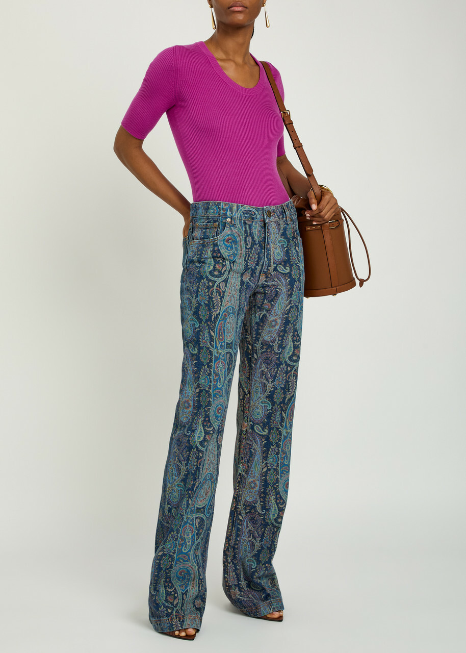 Etro Paisley-print Bootcut Jeans Blue