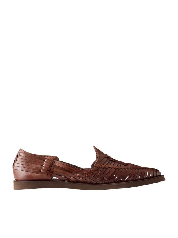 Photo: Yuketen - Alejandro Woven Leather Huarache Sandals - Brown