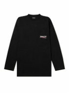 Balenciaga - Logo-Embroidered Cotton-Jersey T-Shirt - Black
