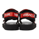 Versace Jeans Couture Red and Black Logo Strap Sandals