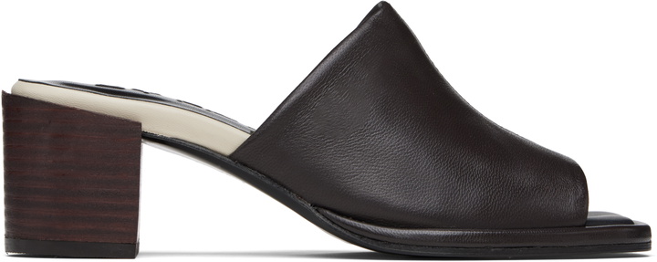 Photo: BY FAR Brown Francisco Lamb Nappa Leather Heeled Sandals