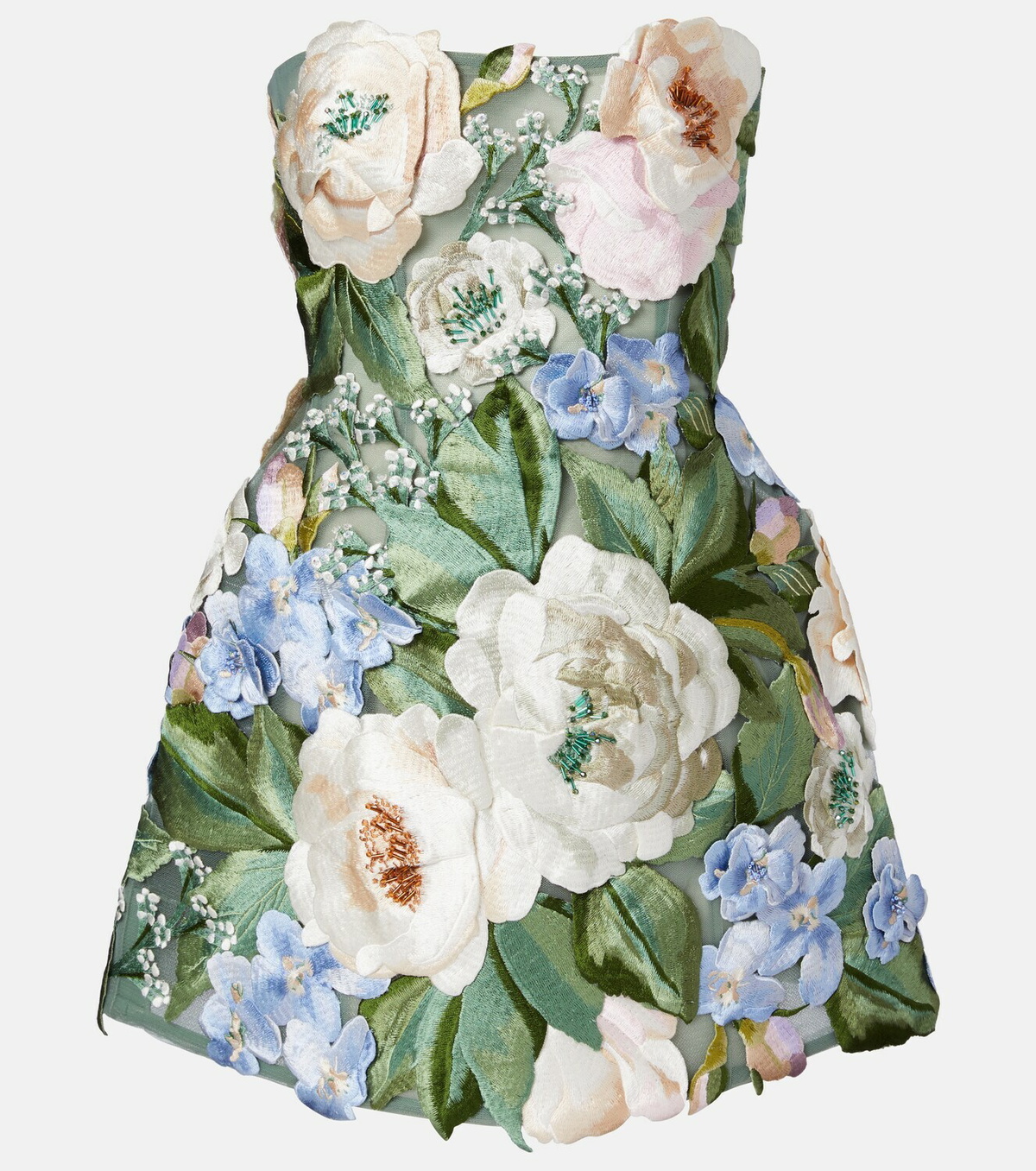 Leo Lin Roselle floral-appliqué minidress
