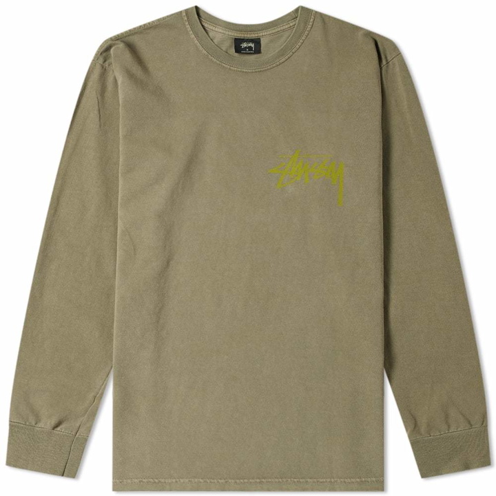 Photo: Stussy Long Sleeve Stock Pigment Dyed Tee Army