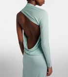 Mugler Asymmetric jersey midi dress