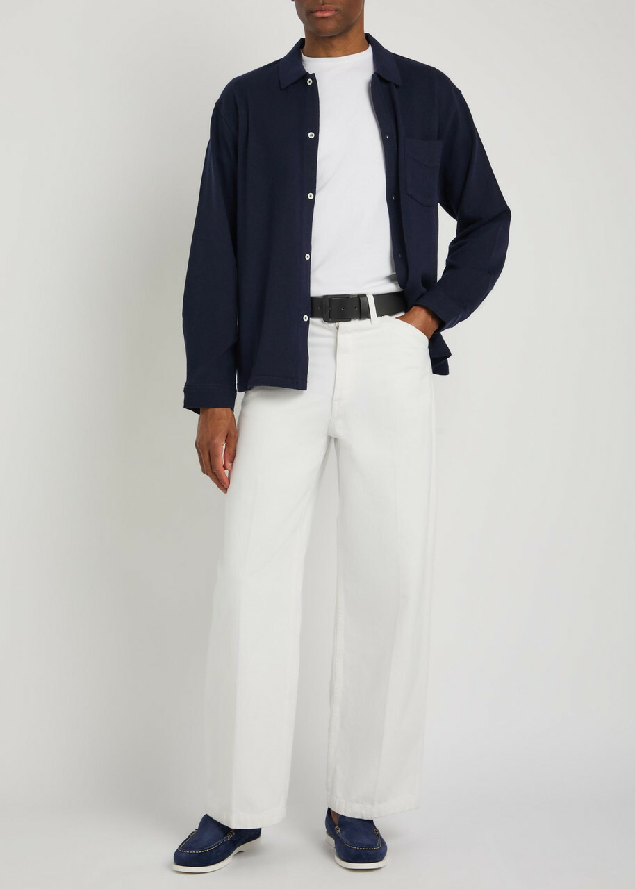 Officine Générale Gareth Wool and Cashmere-blend Cardigan Navy