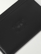 CELINE - Triomphe Logo-Embossed Leather Cardholder