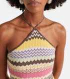 Faithfull Ria chevron halterneck lamé top