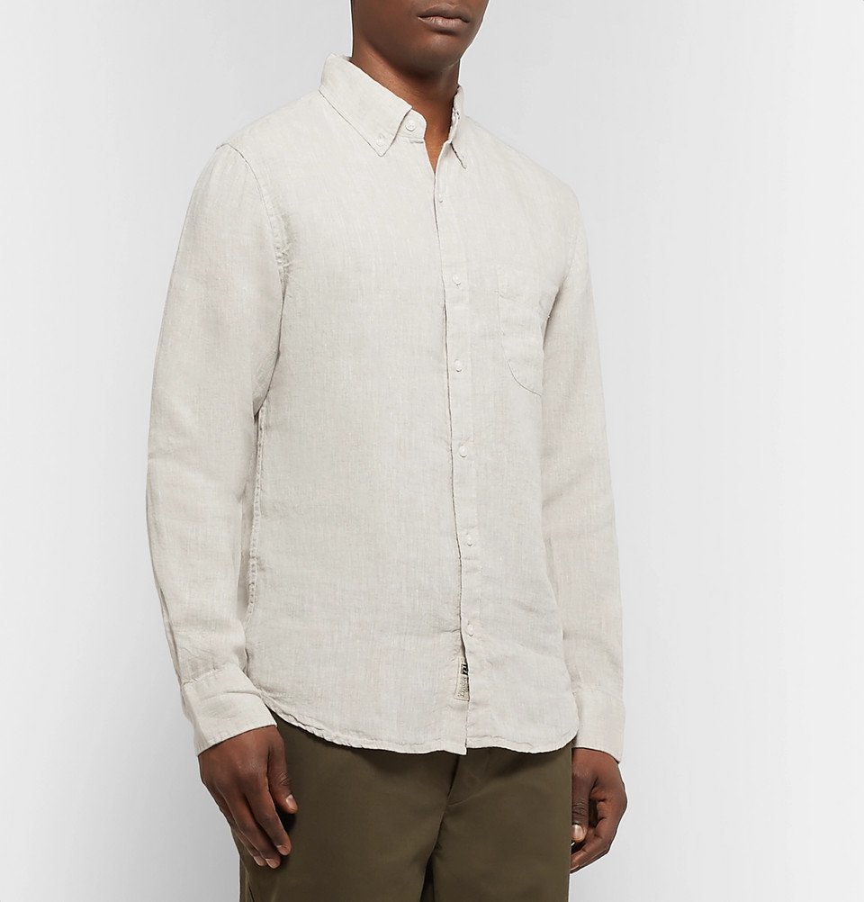 J crew slim linen hot sale shirt