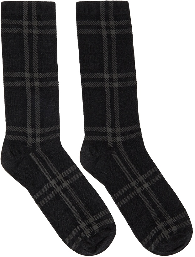 Photo: Burberry Grey Intarsia Check High Socks