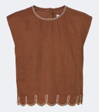 Veronica Beard Kessan embroidered linen top