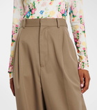 Loewe Pleated cotton and silk wide-leg pants