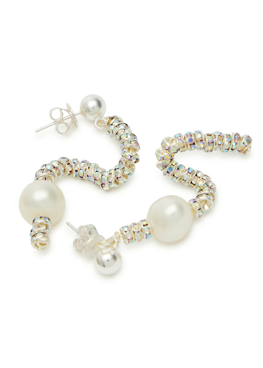 Pearl Octopuss.y Tiny Snakes Embellished Drop Earrings - Silver - One Size