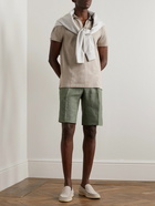 Kiton - Straight-Leg Pleated Linen Drawstring Shorts - Green