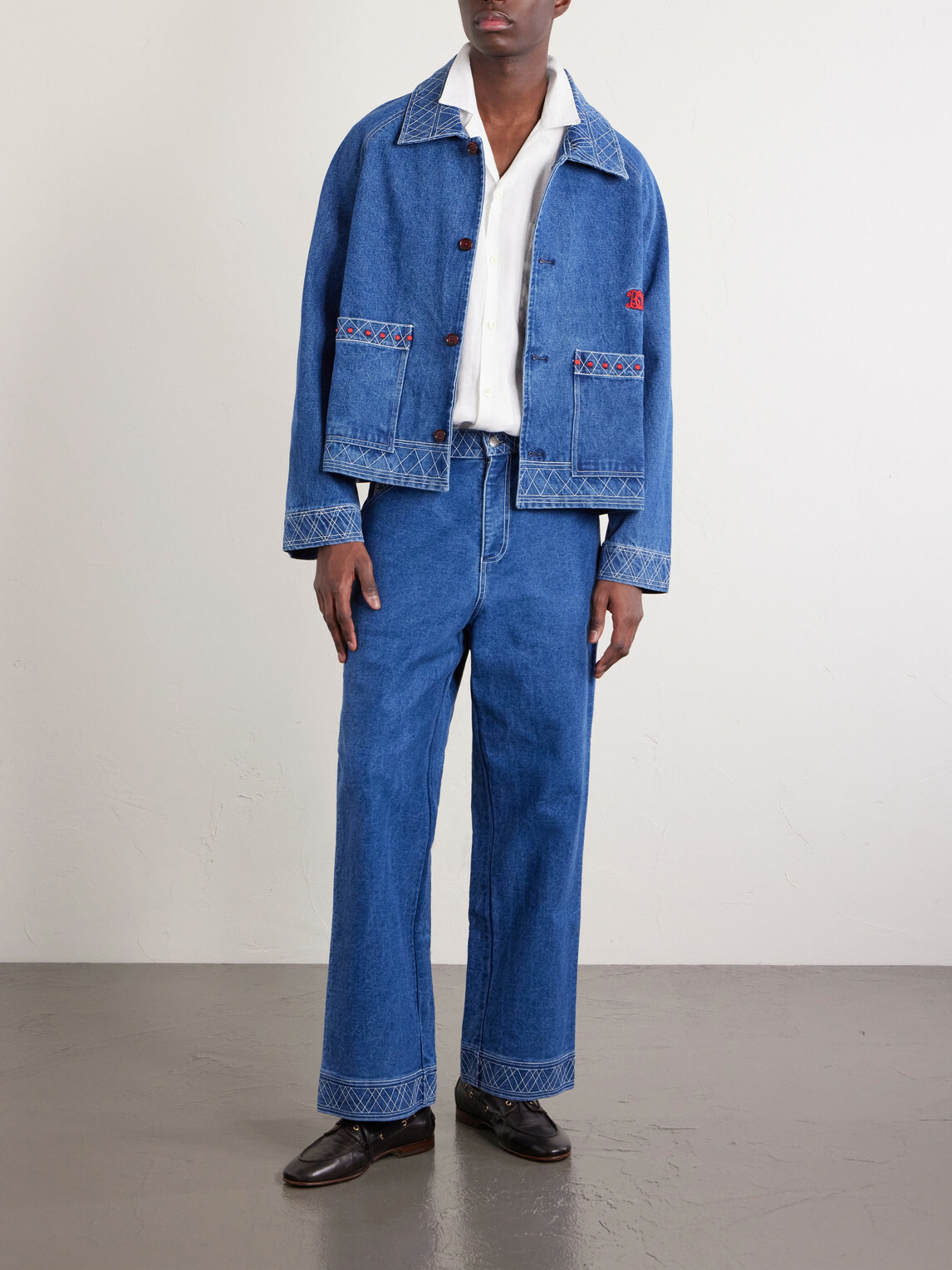 BODE - Knolly Brook Straight-Leg Embroidered Jeans - Blue