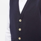 Drake's Men's Lambswool Vest Cardigan in Navy