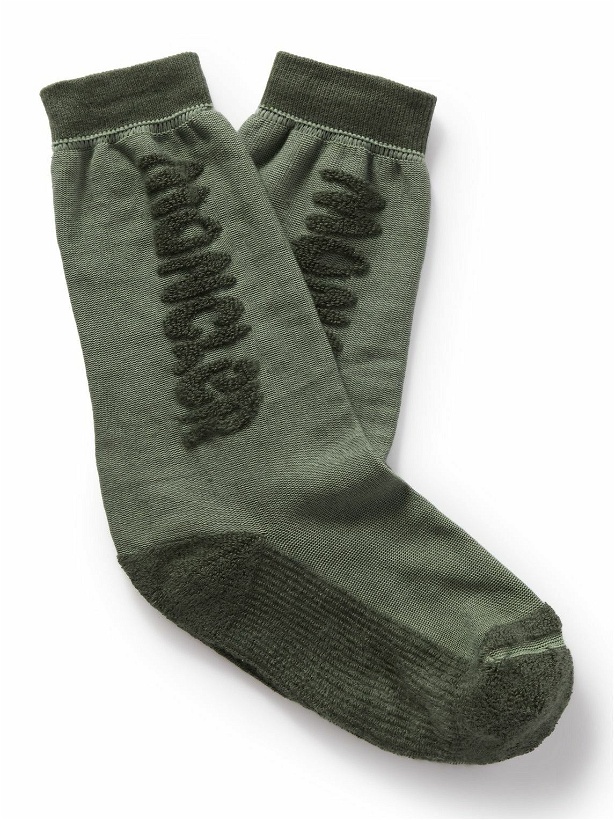 Photo: Moncler Genius - Salehe Bembury Terry-Trimmed Cotton-Blend Socks - Green