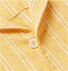 SMR Days - Camp-Collar Embroidered Striped Cotton Shirt - Yellow
