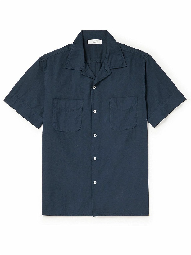 Photo: Save Khaki United - Camp-Collar Garment-Dyed Cotton Oxford Shirt - Blue