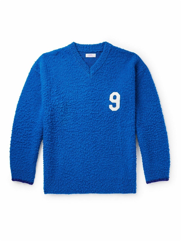 Photo: ERL - Appliquéd Brushed Knitted Sweater - Blue
