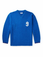 ERL - Appliquéd Brushed Knitted Sweater - Blue