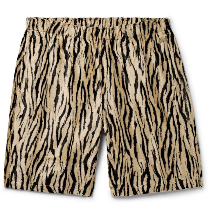 Photo: Neighborhood - Zebra-Print Faux Fur Shorts - Brown