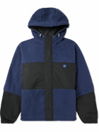 Maison Kitsuné - Logo-Appliquéd Shell-Trimmed Fleece Hooded Jacket - Blue