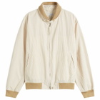 Engineered Garments Men's LL Jacket in Beige Seersucker Stripe