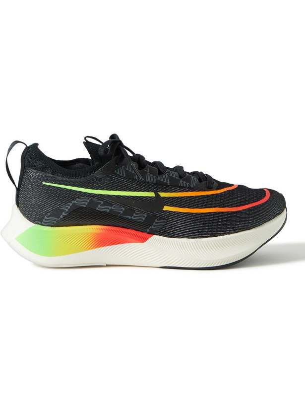Photo: Nike Running - Zoom Fly 4 Mesh and Flyknit Running Sneakers - Black