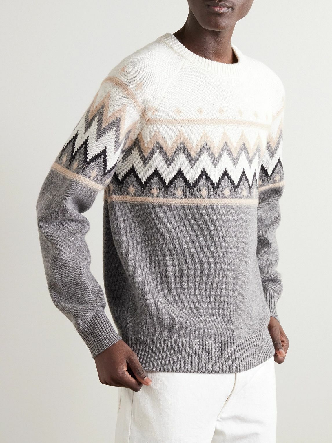 Brunello Cucinelli - Fair Isle Cashmere Sweater - Gray Brunello Cucinelli