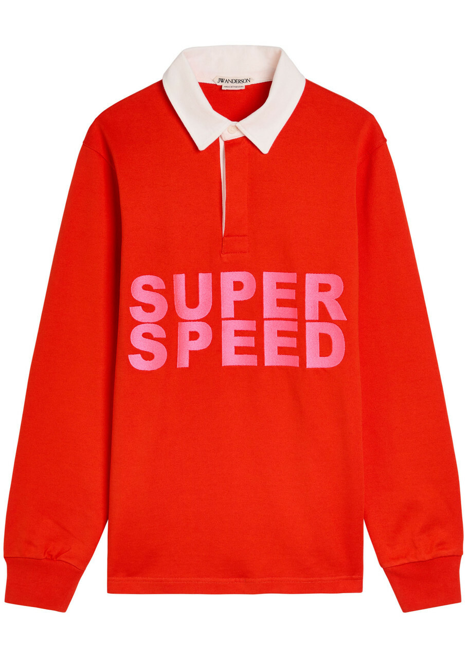 JW Anderson Super Speed Cotton Polo Shirt Red