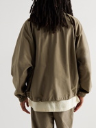 Fear of God Essentials - Logo-Print Cotton-Blend Poplin Half-Zip Track Jacket - Gray