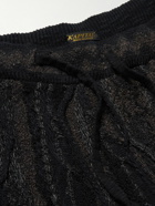 KAPITAL - Tapered Jacquard-Knit Cotton-Blend Drawstring Trousers - Black