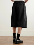 Amomento - Wide-Leg Pleated Cotton-Poplin Shorts - Black